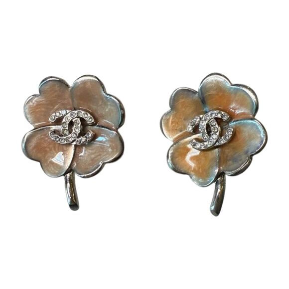 Chanel Spring 2004 Camellia Clip-On Earrings - Picture 1 of 3